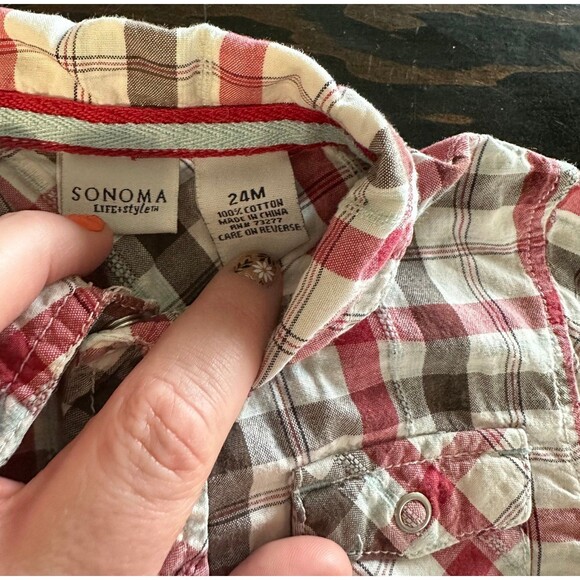 Boy's Sonoma Snap Button Down Short Sleeve Plaid (828) - Picture 3 of 3
